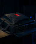 1U Soft Rack Case On The Go For Wireless Gear With Steel Rails and Heavy Duty Zippers, shown closed on a table.