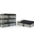 4 Piece Packing Cubes Travel Set That Slashes Luggage Clutter With Space Saving Design, Double Zippers, Mesh Top Panel, Medium Size, Gray