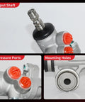 Close-up of input shaft, pressure ports, and mounting holes on Hydraulic Power Steering Rack and Pinion Assembly For Toyota Camry 2002 2006 Solara 2004 2008 Lexus ES300 2002 2003 ES330 2004 2006 Ref 26 2606 Left Hand Drive Only