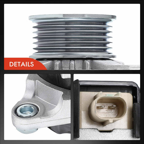 Drop-In 160A 12V Clockwise Alternator Replacement For Jeep Commander 2006 V8 5.7L And Grand Cherokee 2005 To 2006 V8 5.7L Plus 2006 V8 6.1L With 6-Groove Pulley OEM Reference 56044380AH And 56044380AC Reliable Power Upgrade close-up view with pulley and electrical connector details.
