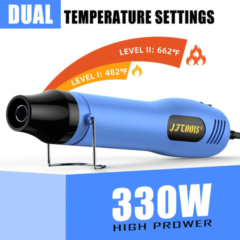 Dual Temp Heat Gun 330W Fast Heat 250C 350C Hot Air Tool With Overload Protection Reflector Nozzle And One Point Five Meter Cord