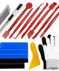 DIY Car Wrap Tools Kit With Gloves, 4 Inch Felt Squeegee, Scraper, Edge Trimmer, Retractable Utility Knife, Vinyl Knife