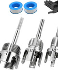 Get Your Pipe Threading On With This 3-Piece Internal And External Threader Kit, showing 1, 3/4, and 1/2 inch dies.