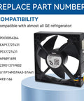 Upgraded Fridge Evaporator Fan Motor WR60X25858 WR60X10340 OEM Replacement For GE Refrigerators compatibility list