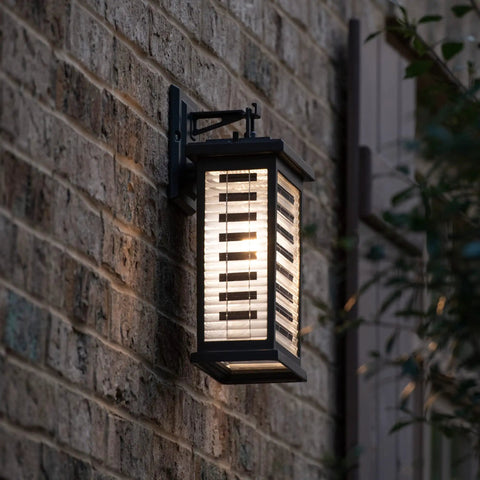 Farmhouse Outdoor Solar Wall Light Black Cast Aluminum Sconce Modern Coach Lantern with Transparent Solar Panel Technology and Warm White LED