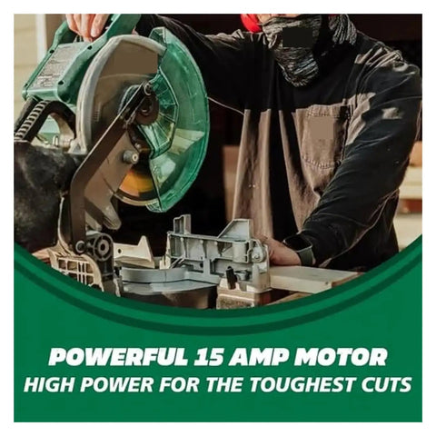 Portable Table Saw With Compound Miter Saw Base Cuts Like Butter Through Wood And Features A Heavy Duty Motor for precise cutting with a 15 amp motor.