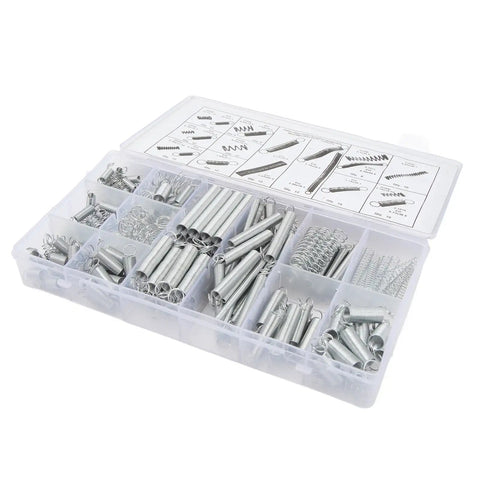 Huge 200 Pcs Compression And Extension Spring Kit With 20 Diverse Sizes, Premium Zinc Plated Steel Assortment For Car Repair, DIY Hacks, Home Maintenance Projects, And Quick Fixes In A Clear Organized Case, open plastic organizer
