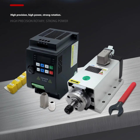 Hassle Free Air Cooled CNC Spindle Motor Kit With 2.2 KW Quad Angle Vfd Inverter And Full Er20 Collet Set Delivers Bang For Your Buck, includes motor and VFD.