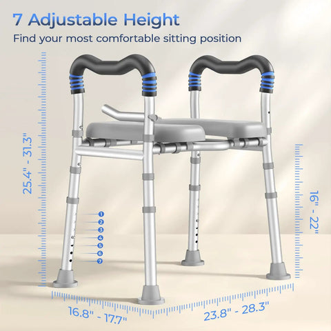 Rock Solid Raised Toilet Seat With Long Handles For Seniors Heavy Duty 500 Lbs Bathroom Safety Chair Featuring Soft Foam Armrests And Grip Tight Rubber Feet For Smooth Easy Transitions