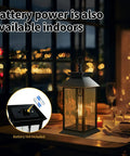 2 Pack Dope Outdoor Solar Lanterns With Hanging Glass Lights Waterproof Dual Power Solar Or 2 AA Batteries on dining table