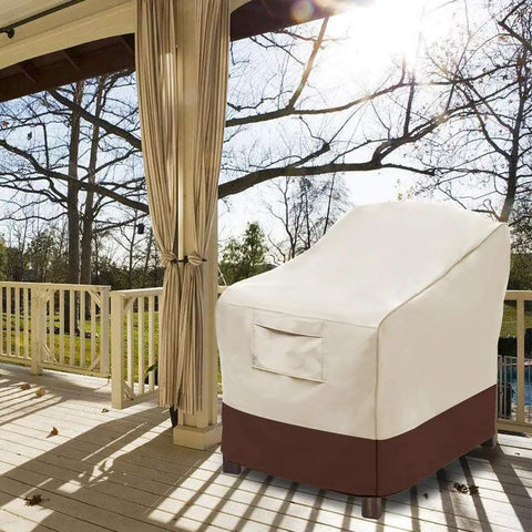 Heavy Duty Waterproof Patio Chair Covers 2 Pack Large Beige And Brown Tough As Nails All Weather Sun Dirt Rain Snow Protection