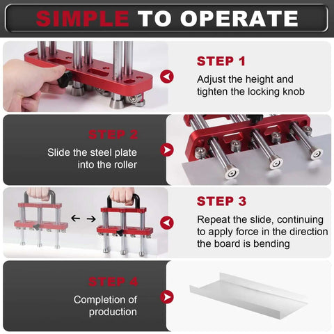 Instructions for using the Three Station Sheet Metal Bender Edge Roller For Standing Seam Roofing Tools Bends 0 To 90 Degrees