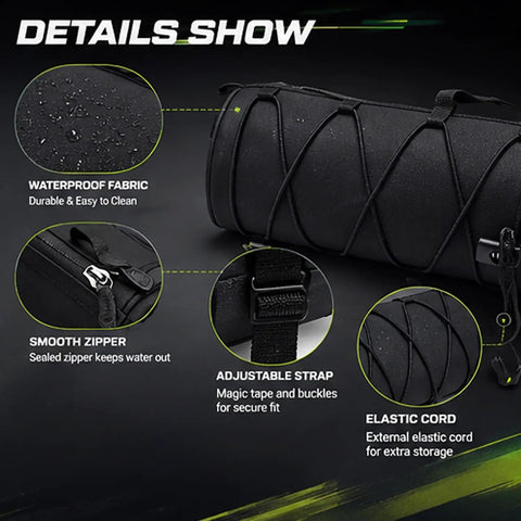 Waterproof Bike Handlebar Bag For Marin Rift Zone 2000 To 2025 Front Mount Storage Pouch with dual zippers and elastic cord