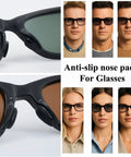 Smart Glasses Accessory Kit With 4 Pairs Non Slip Nose Pads Adjustable Anti Drop Lanyard Temple Tips Leg Socks Cleaning Cloths And Lens Paper For Wayfarer Headliner And Skyler Glasses with anti-slip nose pads displayed.