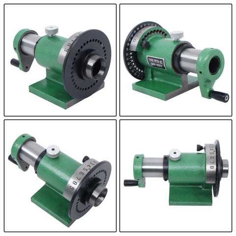 Heavy-Duty 36 Hole Spin Index Fixture For Precise Drilling And Milling One And One-Eighth Inch Collet Rock-Solid Iron Construction Workshop-Grade Indexing Jig With Smooth Operation And Long-Lasting Durability, green iron body