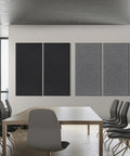 Pro Grade 2 Inch Thick Fiberglass Acoustic Panels With No Fuss Wall Hardware Two Pack Heather Grey installed in modern office.