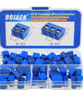 Blue 5mm Pitch PCB Mount Screw Terminal Blocks 2 Pin And 3 Pin For DIY Arduino Projects pack of 70 in storage case