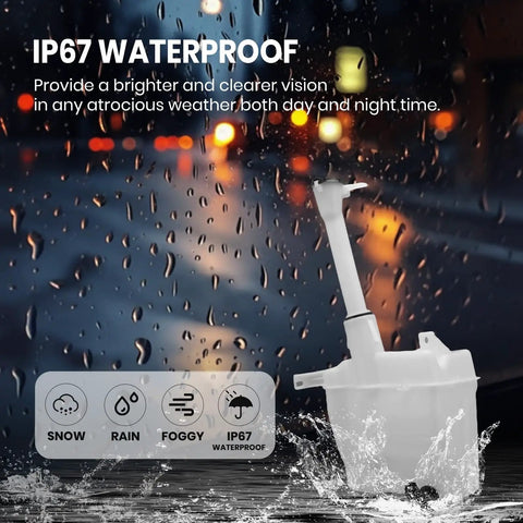 Windshield Washer Reservoir Kit With Cap And Pump For Toyota Corolla 2014 2015 2016 2017 2018 2019 Replaces 8531502520 showcased in rainy background