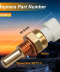 LQYLMY coolant temperature sensor with brass body and white connector, M12×1.5 thread, 59.5mm length.