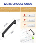 Size guide for 25 Pack Solid 4 Inch Center To Center Slim Square Bar Drawer Handles In Matte Black Cabinet Hardware For Kitchen Cabinets And Drawers Modern Dope Flat Pulls showing dimensions and installation tips.
