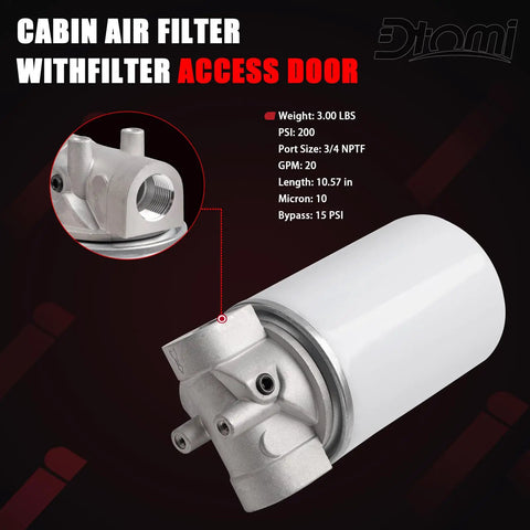 10 Micron Hydraulic Oil Filter For Heavy Duty Systems, 20 GPM Flow, 200 PSI Max, 1-12 UNF Spin On Housing For Log Splitters, Replaces 120-818, 723-0405, 221006 Oil Filter Kit