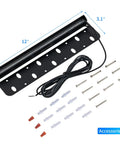 8 Pack 5W 12 Inch LED Hardscape Paver Lighting Kit with accessories, 12V AC DC Low Voltage, black finish, shown with screws and anchors