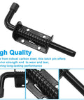Top Shelf Premium Steel Heavy Duty 2 Pack 5 Inch Spring Loaded Barrel Bolt Latch Pin Black Rust Resistant Outdoor Security Hardware.
