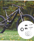 Top Shelf Mountain Bike Disc Brake Kit Featuring Robust Hydraulic Mechanical Calipers With Snappy Engagement And Rock Solid Coated Rotors For Reliable Trail Control, displayed with bike frame and installation parts.