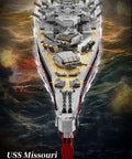 Front view of Missouri BB 63 WW2 Battleship Build Kit with 2228 Pieces for kids and military fans dope brick building toy.