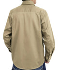 Men's Tough As Nails Flame Resistant Work Shirt Cut From 6.5oz 100 Percent Cotton Twill With Water Repellent Finish, back view.