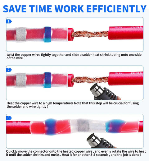 Step-by-step guide for using 1118 Piece Waterproof Solder Seal Wire Connectors Kit for effective wiring.