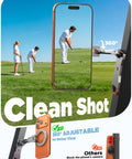 Magnetic Golf Cart Phone Holder For iPhone With 360 Degree Swivel And Tri Fold Arm on golf course showing swing view