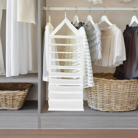 Nine Compartment Hanging Closet Organizer With Heavy Duty Hook And Washable PVC Fabric For Super Handy Clothes Storage multi-layer design.