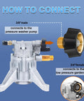 Diagram showing connection of Beefy Brass Water Inlet Fitting For Pressure Washer Pump 3/8 NPT To 3/4 GHT Hose Adapter Replacement