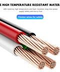 Hassle Free AC To DC Converter 100-240V To 12V 2A 24W Power Supply showing thick ABS high temperature resistant wires in red, black, and green.