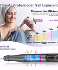 Totally Dope Cordless Nail Drill Kit Featuring Marathon Seven Hour Battery Life And Top Shelf Salon Bits For Effortless Flawless Manicures Whenever You Want, shown in use with low noise features.