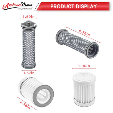 Replacement Filter Kit For Tineco A10 A11 Hero Master Pure One S11 PWRHERO11 Cordless Vacuum Cleaner showing 4 filters with measurements.