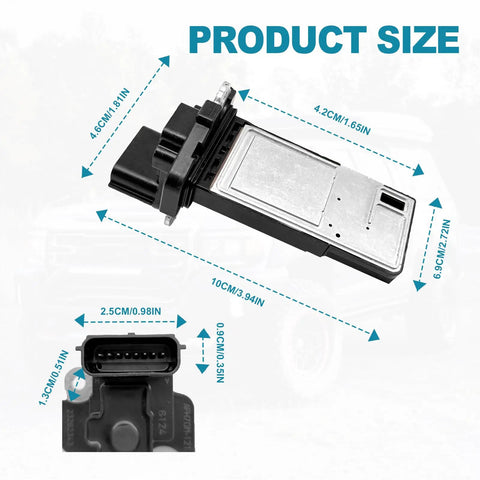 Mass Air Flow Sensor Replacement For Buick Cadillac Chevy GMC Vehicles 2012 To 2022 Plug And Play Easy Install OE 23262343 dimensions