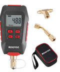 Digital HVAC Vacuum Gauge With Real Time Micron Readout 1/4 Inch SAE Connection Vacuum Meter For Refrigeration Systems And Heat Pumps Tracks Dehumidification And Impurity Removal During Service For Pros And DIY Techs. with brass adapters and case