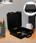 Hella Practical PP Plastic Toolbox With Secure Lock, Savage Electric Drill Carry Case And Nifty Small Parts Organizer for storage on a desk.