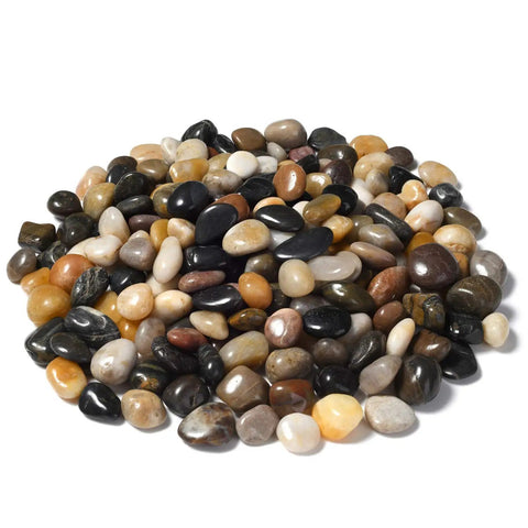 10Lb Totally Versatile Natural Polished Mixed Pebbles River Rock Gravel For Freshwater Aquariums And Fish Tanks, Landscaping, Planters And Home Decor, 0.5-1.2 Inch Colorful Natural Stone Mix, Durable Non Fading