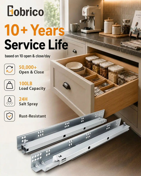 Smooth As Butter Ride Undermount Drawer Slides Soft Close Full Extension Glides Heavy Duty Concealed Cabinet Runners with 100LB capacity
