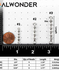50 Pack Fishing Bead Chain Swivels For Catfish Stainless Steel Bead Chain Swivels With 360 Degree Rotation And Corrosion Resistant Design For Freshwater And Saltwater Tackle Rig Gear. Size chart with three bead chain swivels, ruler, and penny