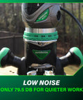 Fixed Base Router Built For Pros With 11 Amp Variable Speed Power And Two And One Quarter Peak HP, low noise feature