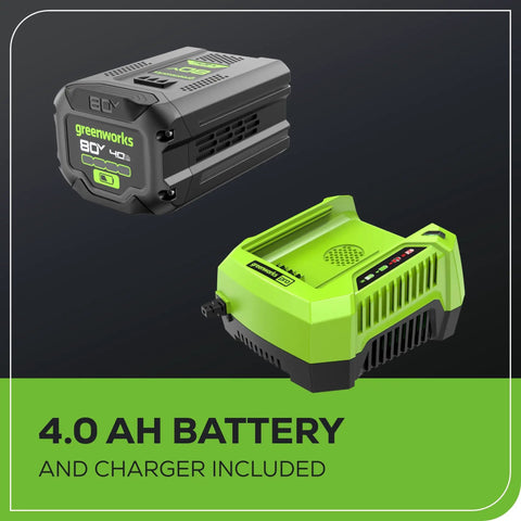 4.0Ah battery and rapid charger for 80V 21 Inch Self Propelled Cordless Lawn Mower With Brushless Motor LED Lights.