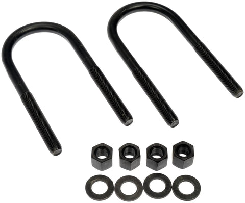 Beefed Up Rear Leaf Spring Axle U Bolt Kit For Envoy 2002 2005 SUV OE Replacement shown with bolts, nuts, and washers