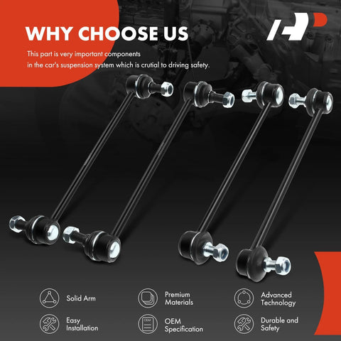 A-Premium 4-piece sway bar link kit, front and rear, black steel stabilizer links for Toyota and Lexus