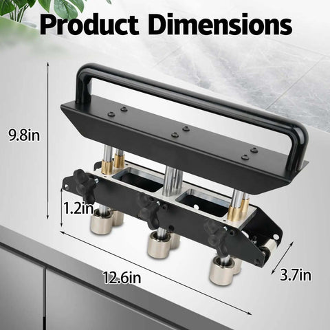 Three Station Edge Roller Bender with 0-90 Degree Adjustable Bends on display showing dimensions 12.6x3.7x9.8 inches.