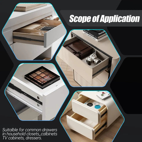 Side Mount Soft Close Drawer Slides 10 Pack Full Extension Ball Bearing Glides for 18 And 20 Inch Drawers in use
