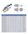 Rock Solid HSK63A CNC Collet Chuck With FMB32 Quick Clamp showing detailed dimensions for precision milling and grinding applications.